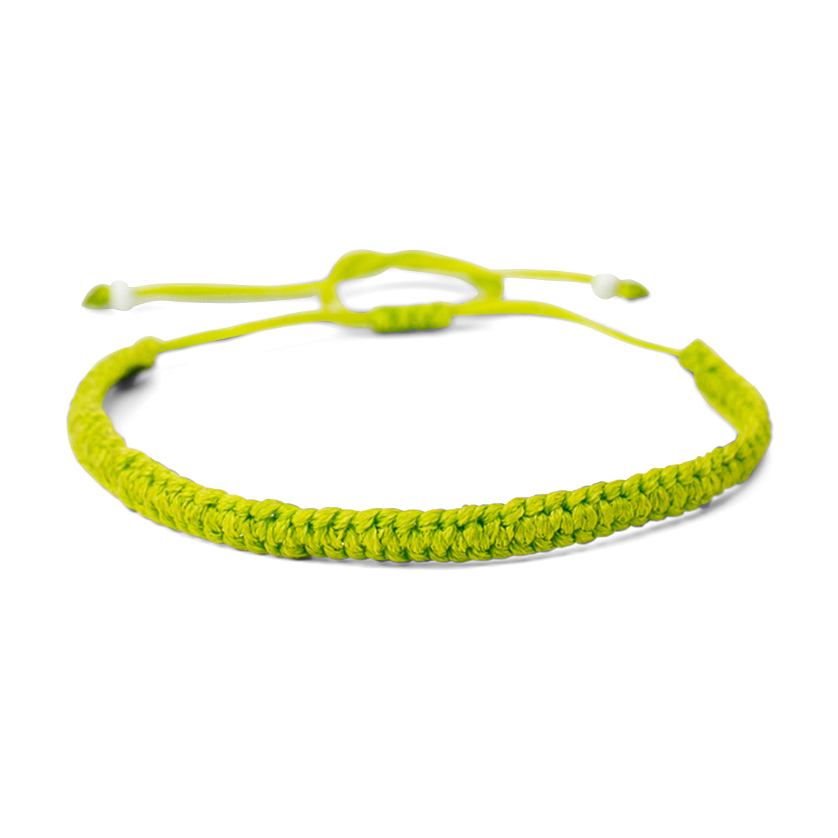 PSB193 - Lime Green Braided Bracelet with White Beads
