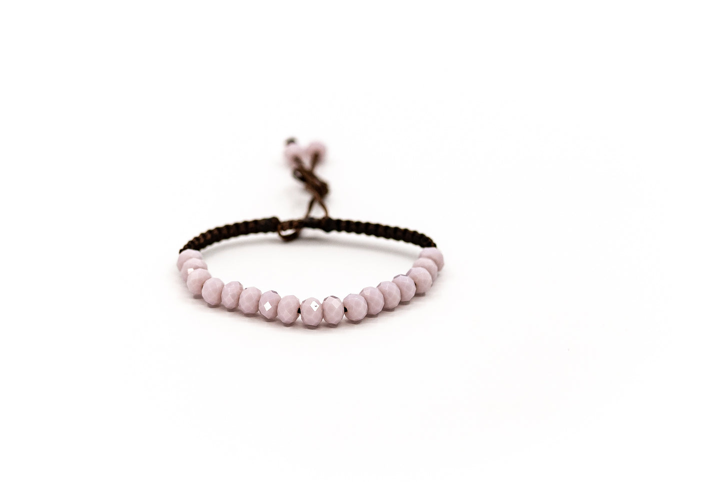 PSB588 - Large Lilac Crystal Bead Bracelet on Brown String