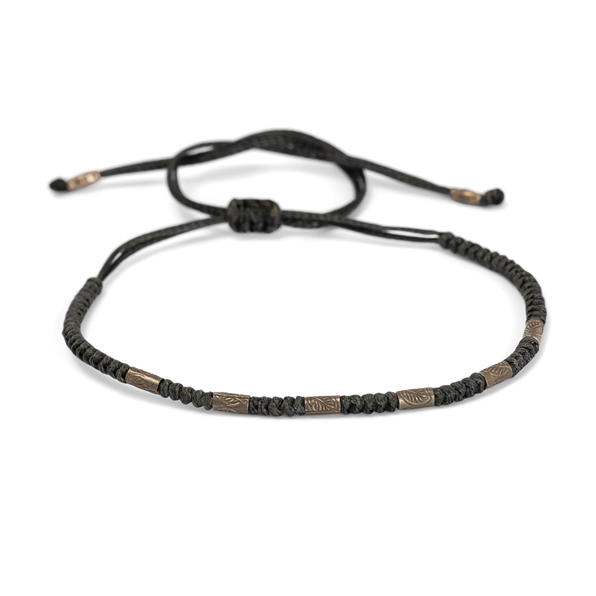 PALM STRINGS - SILVER THIN DARK GREY ROUND KNOT