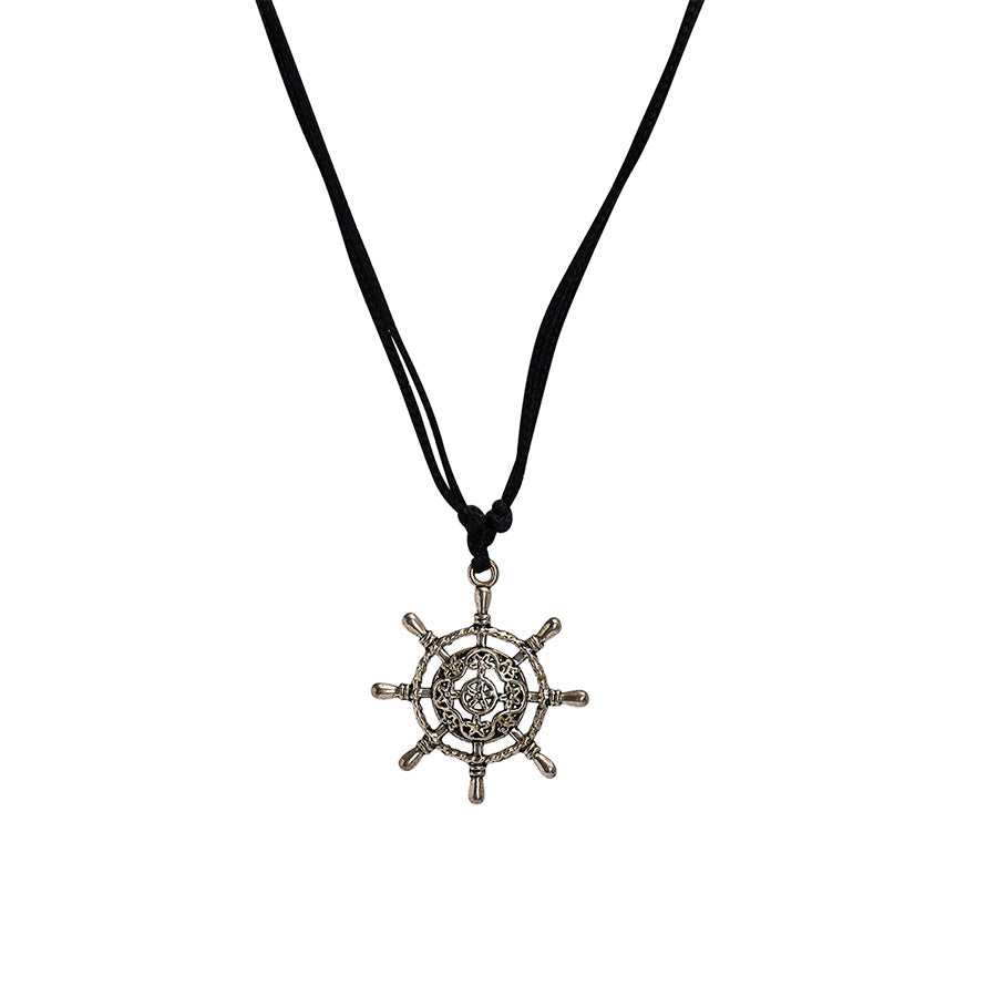PALM STRINGS - METAL SHIP WHEEL ON BLACK STRING