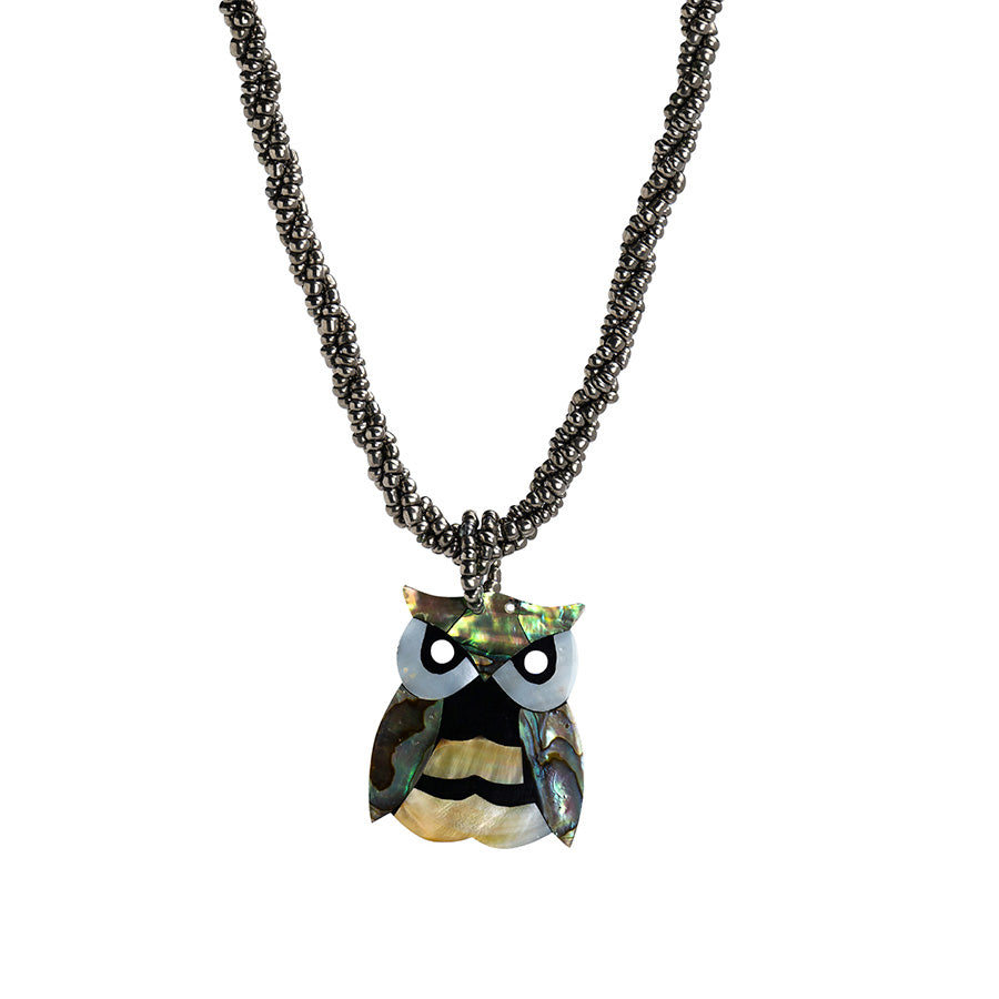 PSN371 - Owl Braided Medallion Necklace