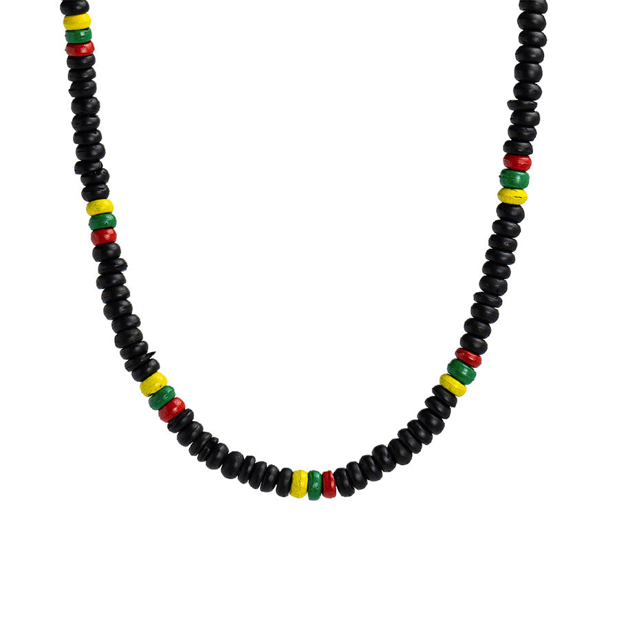 PSN378 - Full Brown, Yellow, Green and Red Coco Bead Necklace