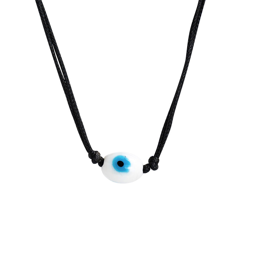 PALM STRINGS - OVAL SINGLE LARGE WHITE EVIL EYE ON BLACK STRING