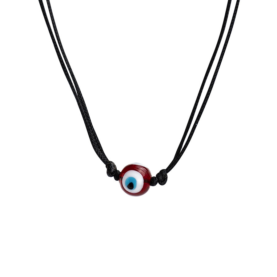 PALM STRINGS - ROUND SINGLE LARGE RED EVIL EYE ON BLACKSTRING