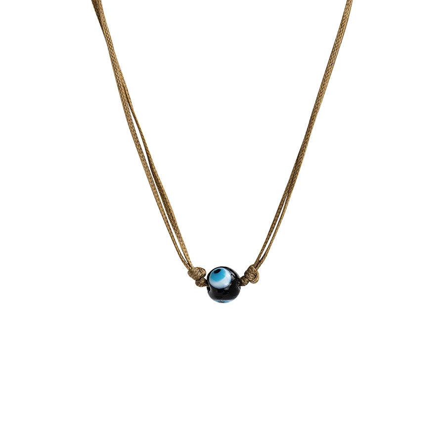 PALM STRINGS - ROUND SINGLE MEDIUM BLACK EVIL EYE ON SAND STRING