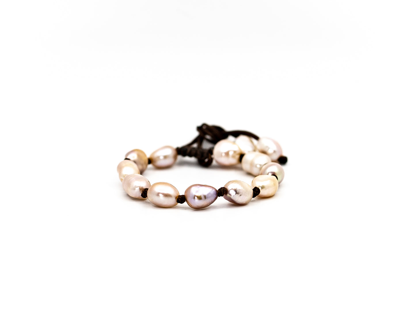 PALM STRINGS - SINGLE FULL PURPLE PEARLS WITH BROWN STRING KNOTTED