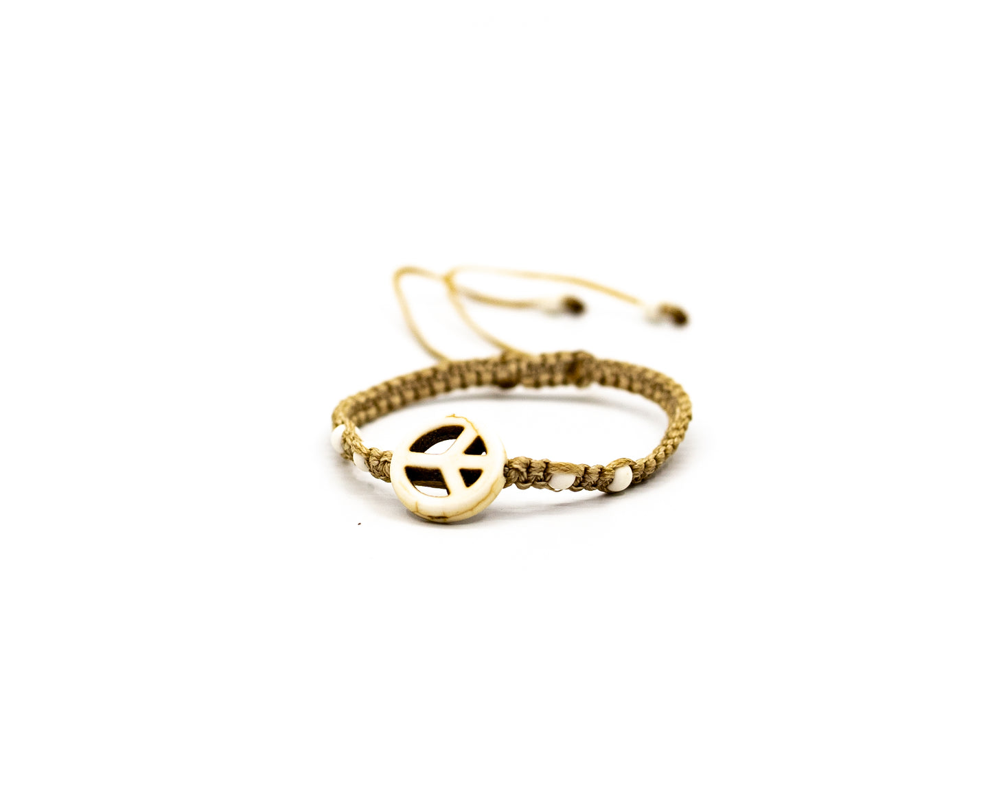 PSB157 - Ivory Peace Bracelet with Small Ivory Beads on Sand String
