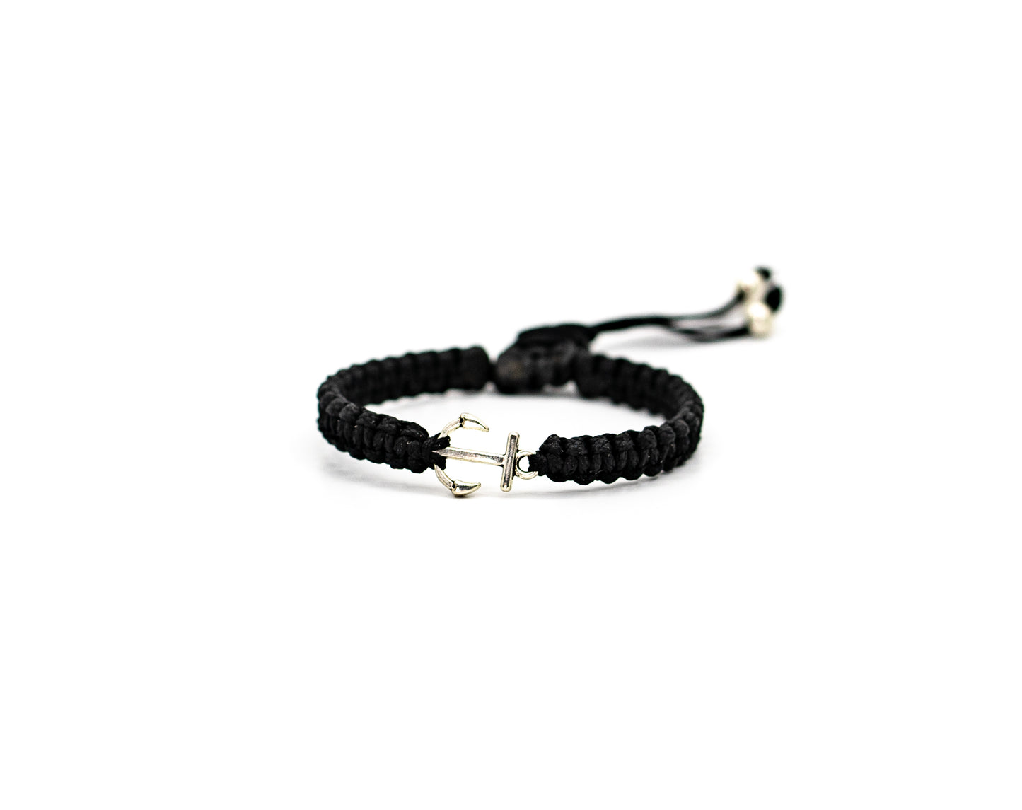 PALM STRINGS - BRONZE ANCHOR ON BLACK BRAIDED STRING