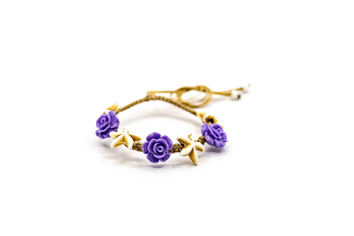 PALM STRINGS - DEEP PURPLE ROSES AND STARFISH ON SAND STRING