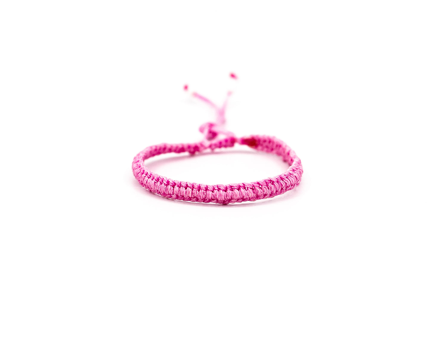 PALM STRINGS - LIGHT PINK BRAIDED WITH SMALL WHITE BEADS