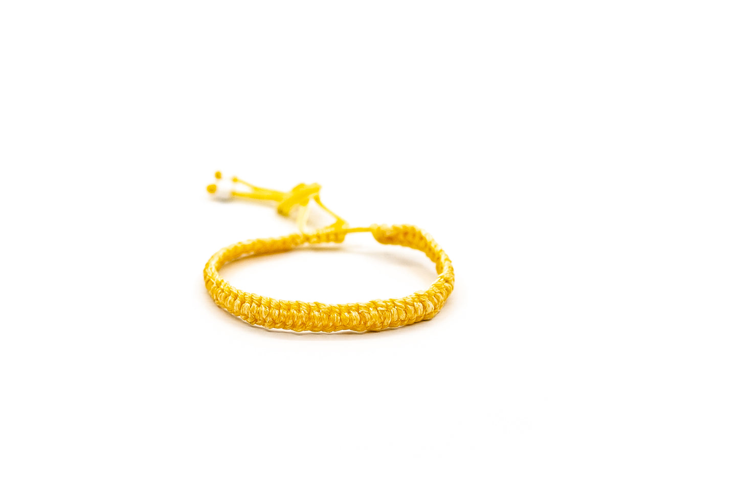 PALM STRINGS - LIGHT YELLOW BRAIDED WITH SMALL WHITE BEADS