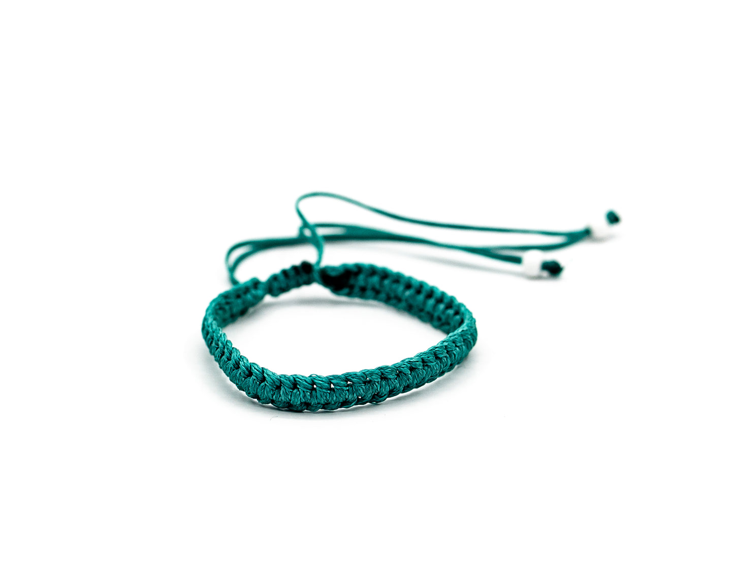 PSB429 - Green Braided Bracelet with Small White Beads