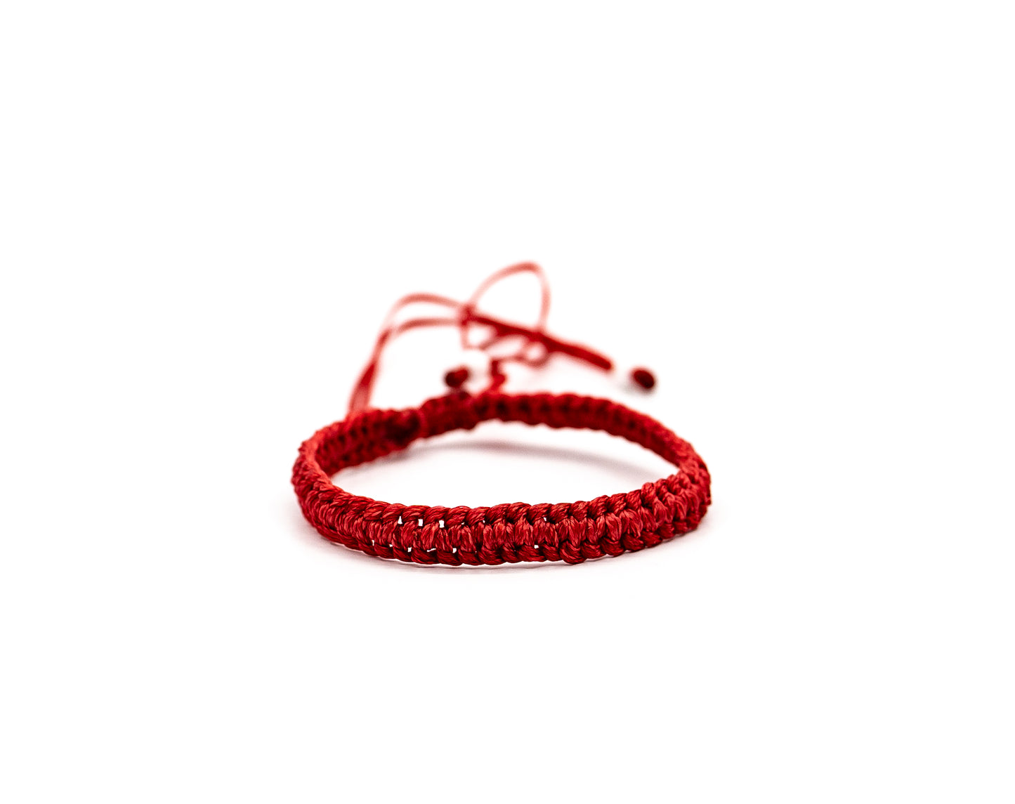 PSB438 - Red Braided Bracelet with Small White Beads