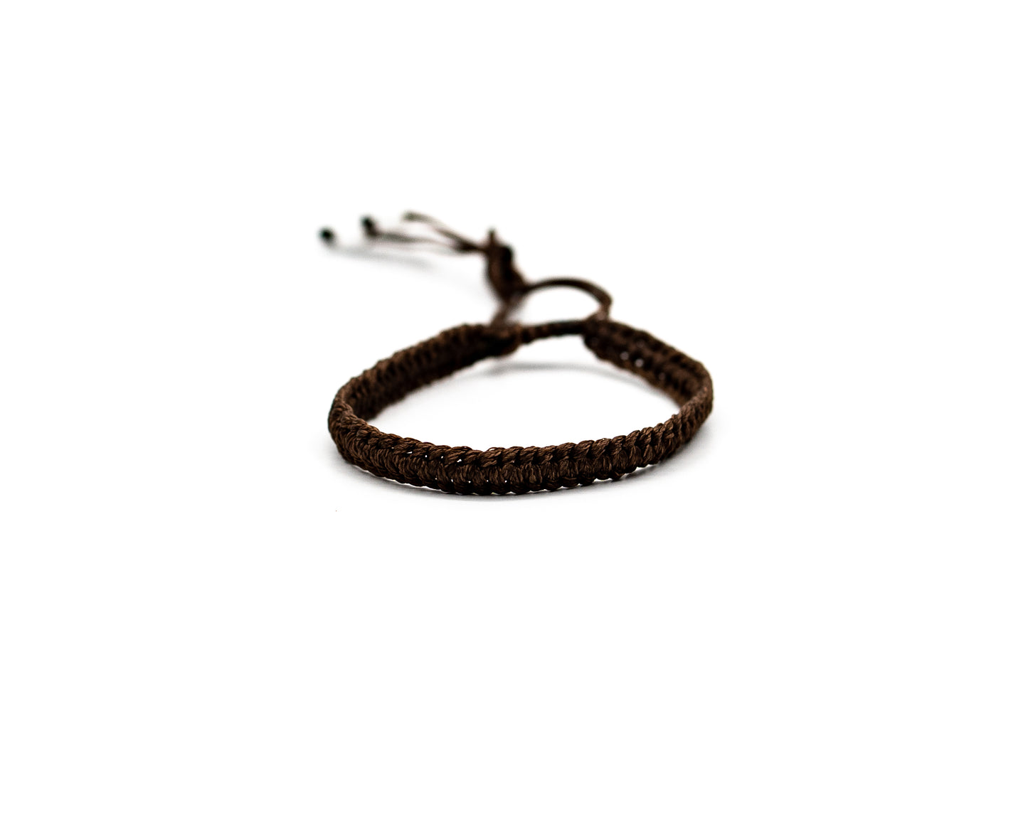 PALM STRINGS - CHOCOLATE BROWN BRADIED WITH SMALL WHITE BEADS