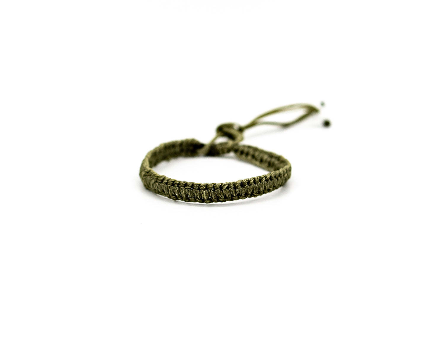 PALM STRINGS - AVACADO BRAIDED STRING WITH SMALL WHITE BEADS