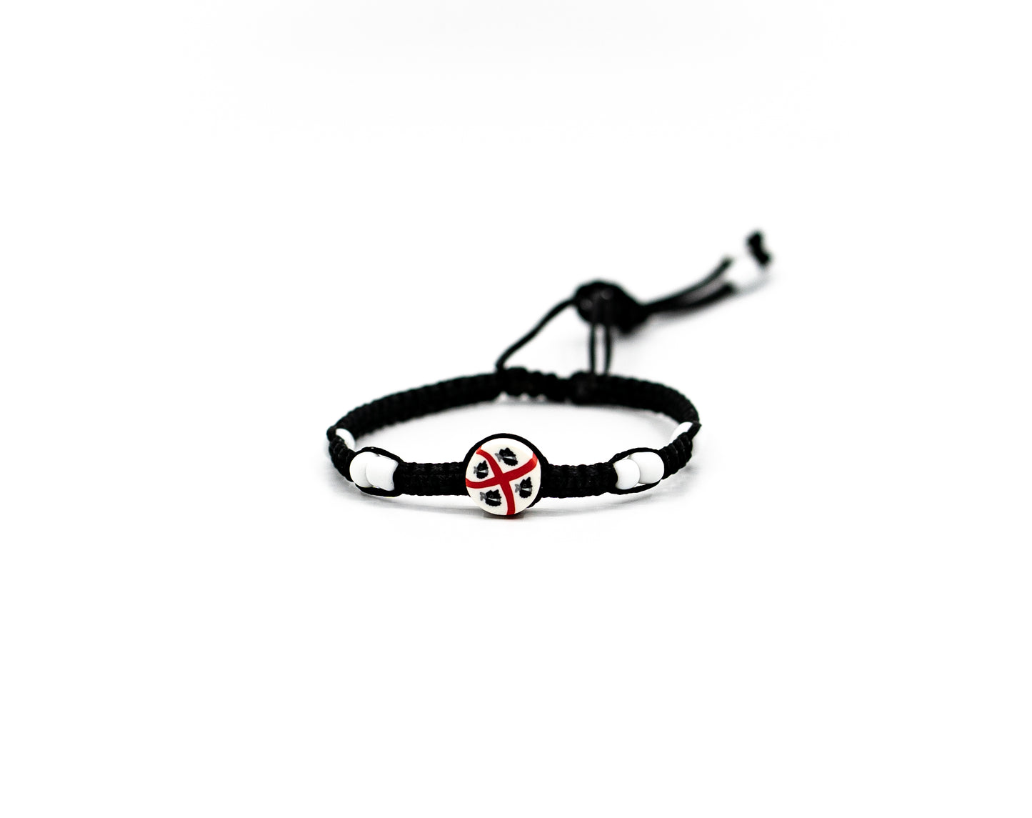 PSB559 - Small Disc Braided Bracelet with Small White Beads