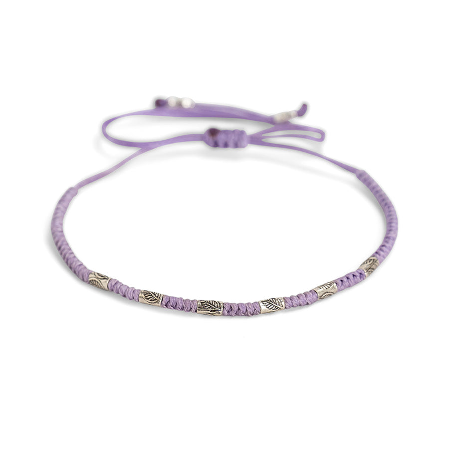 PSB727 - Silver Thin Bracelet on Light Purple Round Knot