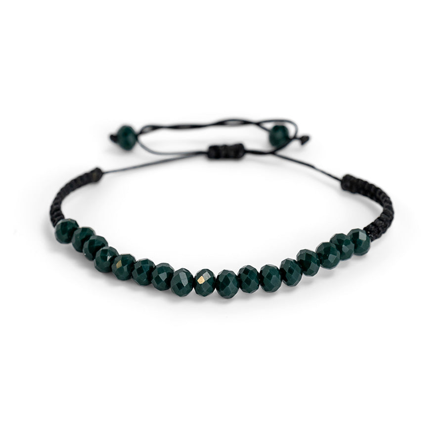 PALM STRINGS - LARGE DARK GREEN CRYSTALS ON BLACK STRING