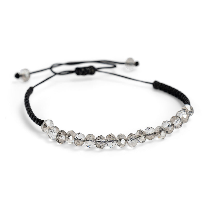 PSB916 - Medium Transparent Crystal Bracelet on Black String