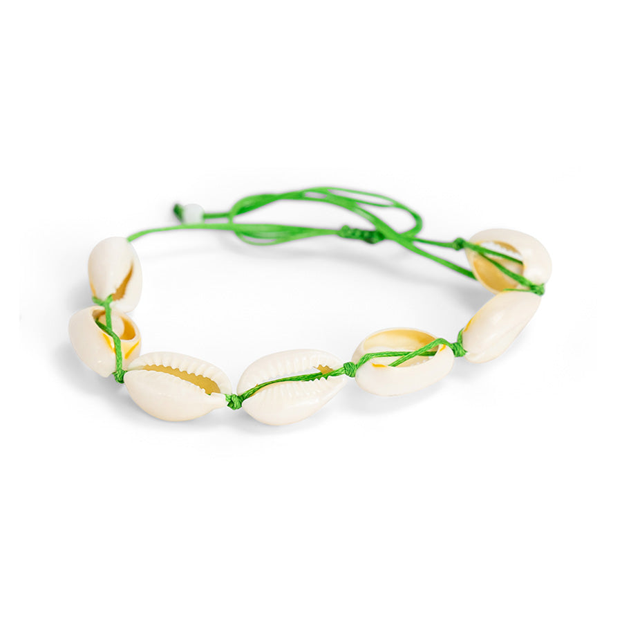 PALM STRINGS - FULL COWRIE BRAIDED ON GREEN STRING