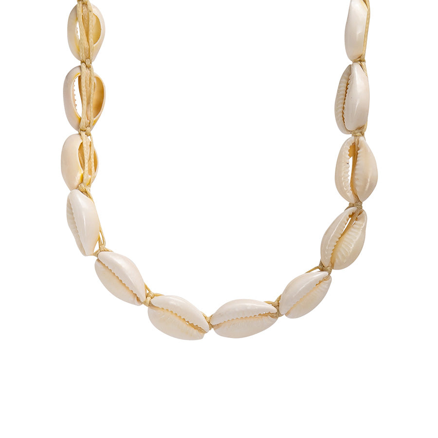 PSN214 - Full Cowrie Shell Braided Necklace on Sand String