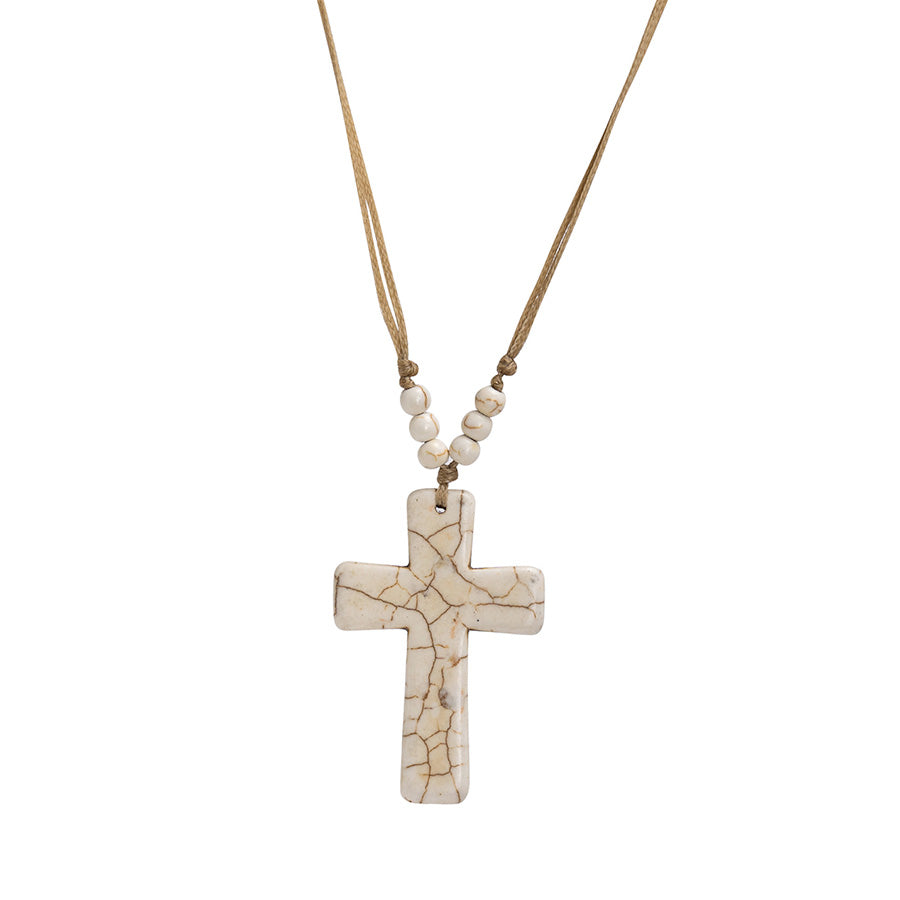 PALM STRINGS - LARGE WHITE CROSS ON BLACK STRING