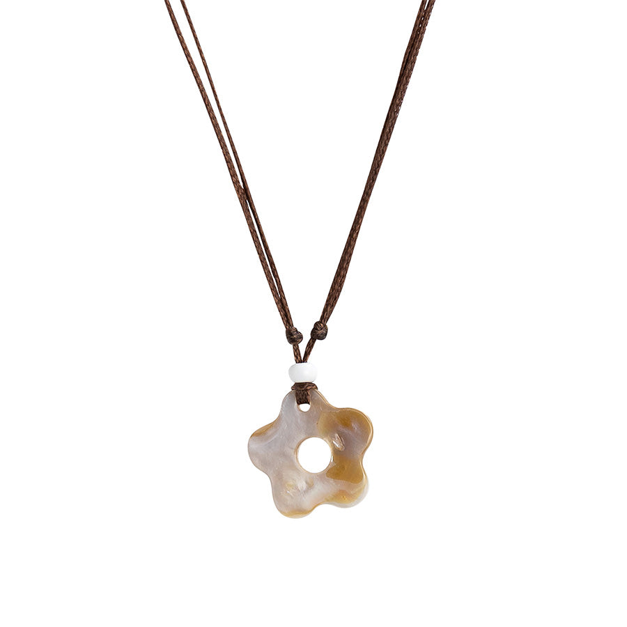 PALM STRINGS - SMALL WHITE/BROWN FLOWER BROWN STRING