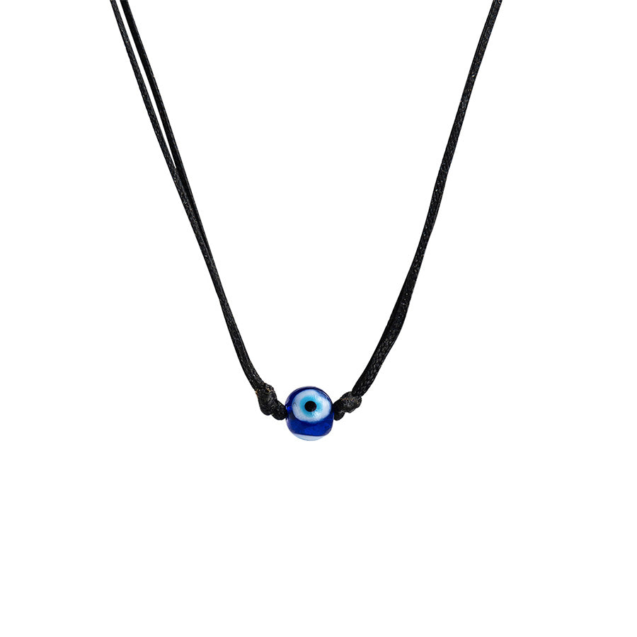 PALM STRINGS - OVAL SINGLE LARGE DARK BLUE EVIL EYE ON BLACK STRING