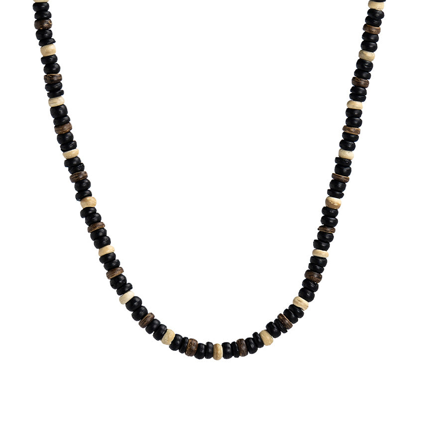 PALM STRINGS - BLACK, BROWN AND CREAM COCO BEADS BLACK STRING