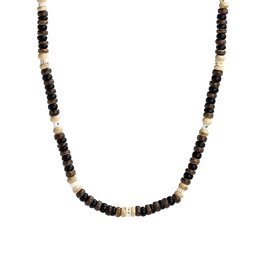 PSN465 - Cream and Brown Coco Bead Necklace