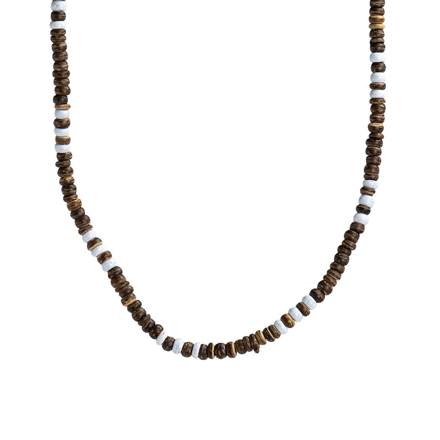 PSN468 - Brown and White Coco Bead Necklace