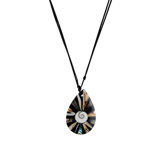 PSN338 - St Lucia Eye Pendant Necklace on Black String