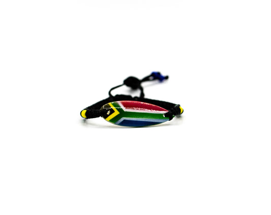 PSB172 - South Africa Surfboard Bracelet with Small Assorted Beads on Black String