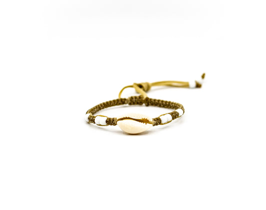 PSB245 - Single Cowrie Shell Bracelet on Flat Sand String