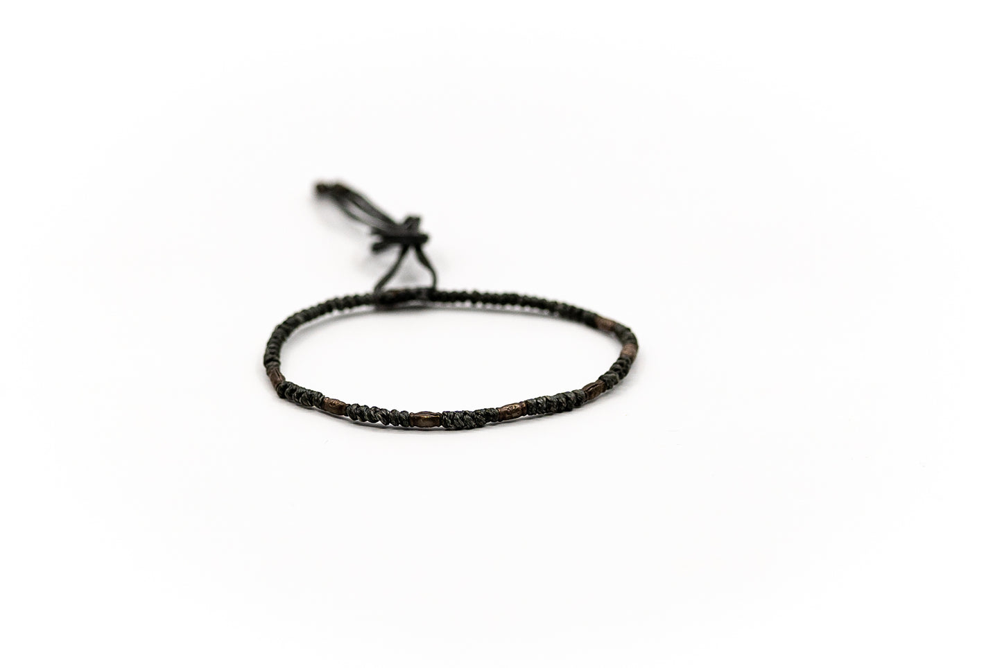 PSB253 - Silver Bracelet with Braided Grey String