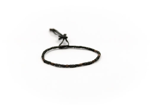 PSB253 - Silver Bracelet with Braided Grey String