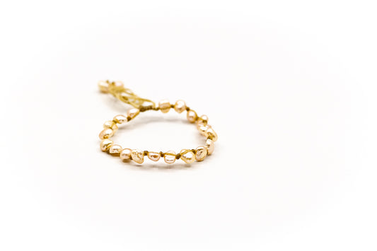 PSB383 - Full Pink Pearl Bracelet on Sand String