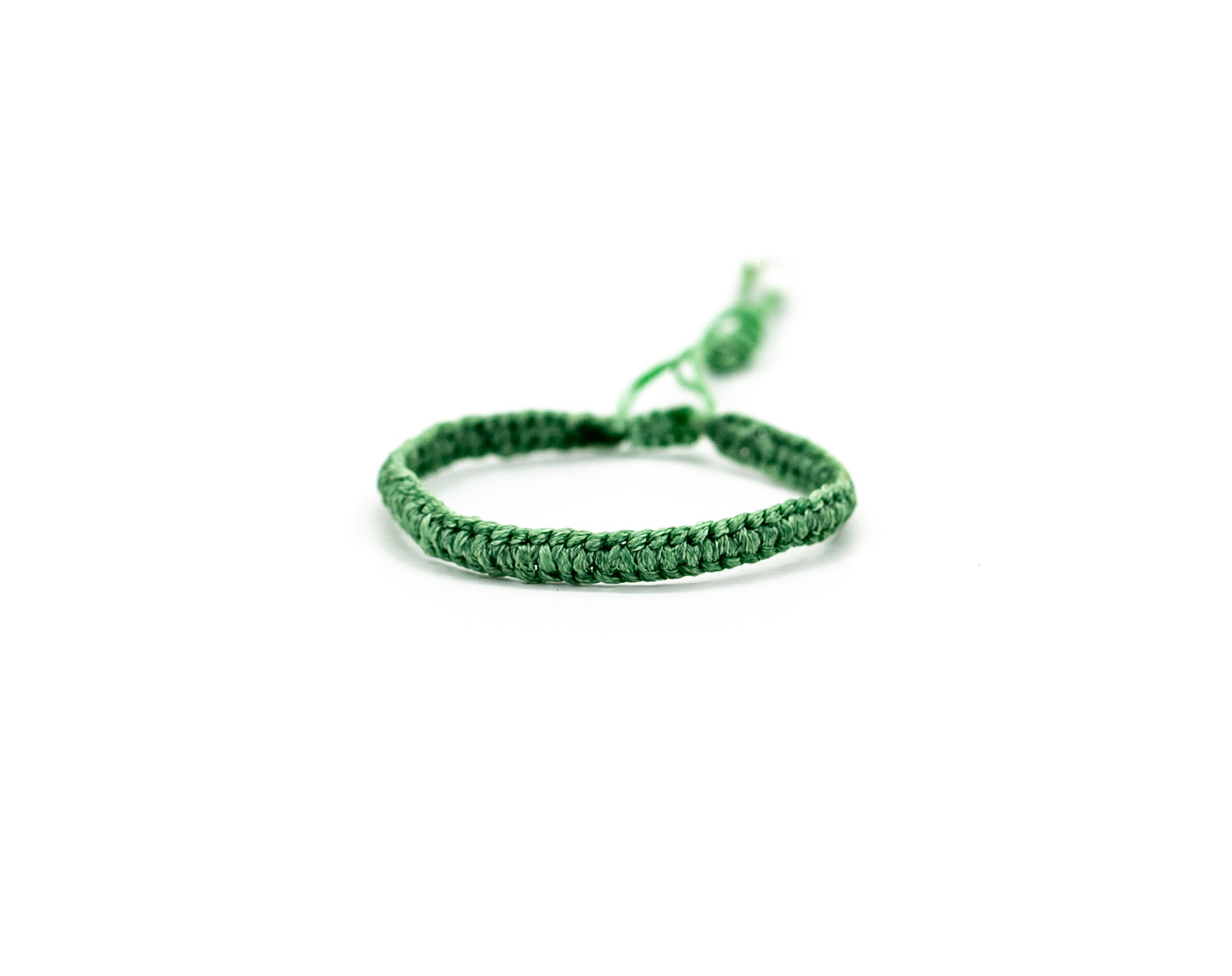 PALM STRINGS - GREEN BRAIDED WITH SMALL WHITE BEADS