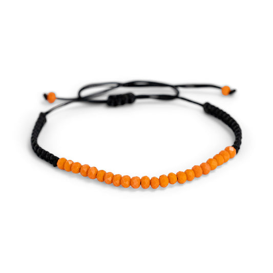 PSB755 - Small Orange Crystal Bracelet on Black String