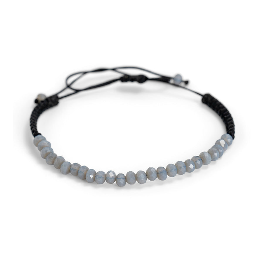 PSB911 - Small Light Smokey Crystal Bracelet on Black String
