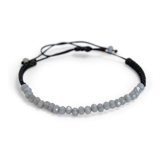 PSB911 - Small Light Smokey Crystal Bracelet on Black String